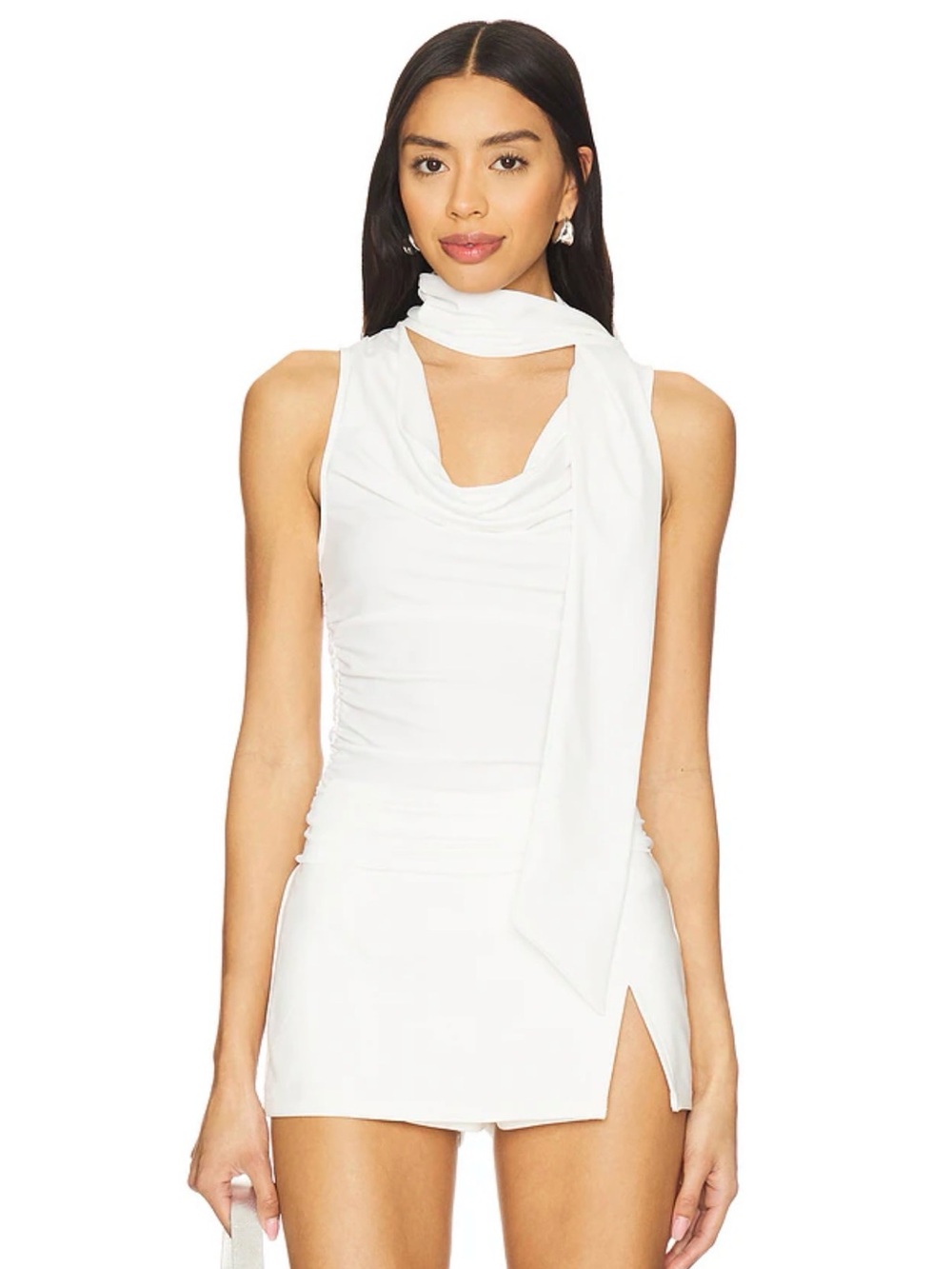 superdown White Sleeveless Drape Neck Top **TOP ONLY** - Picture 1 of 3